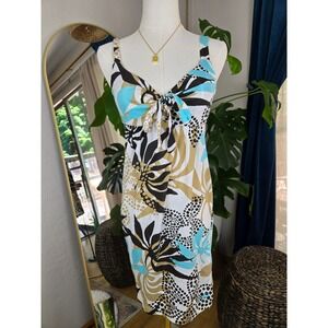 Oneill Floral Dress Tie Front Sleeveless Casual Sundress White Blue Size S